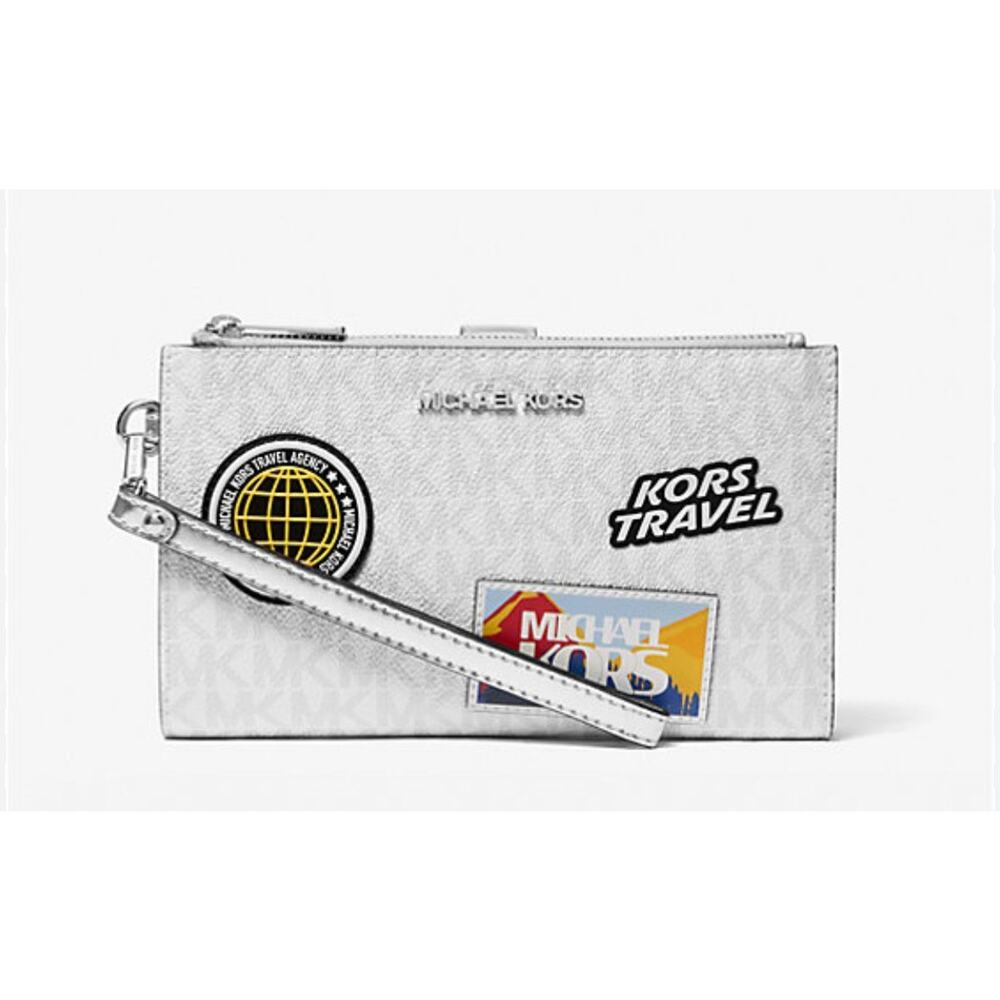 Jet Set Travel Large Embellished Signature Logo Wristlet